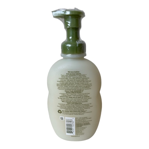 Johnson’s Natural Head to Toe Foaming Baby Wash 98% Natural 9 fl oz Sealed - Picture 2 of 2